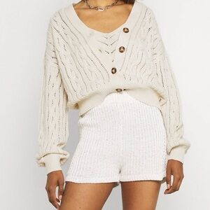 Vero Moda Cream Open-Knit Button Cardigan